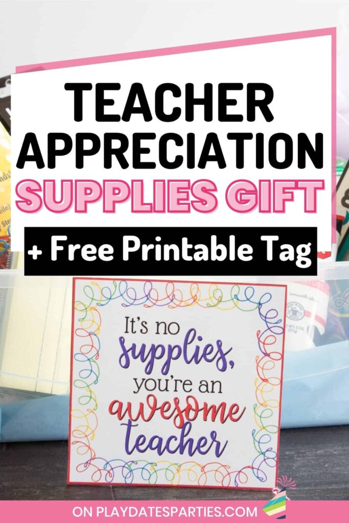 Teacher Appreciation Gift Tag (School Supplies) Markers Scissors