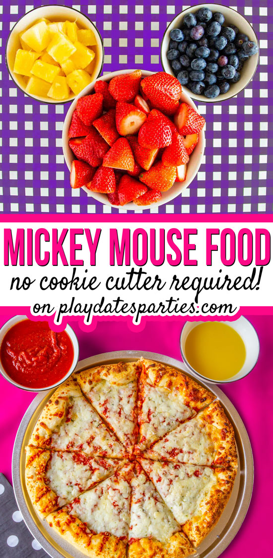 Mickey Mouse Party Food using three bowls to create Mickey shape