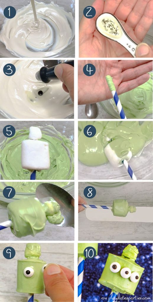 How to make toy story alien marshmallow pops