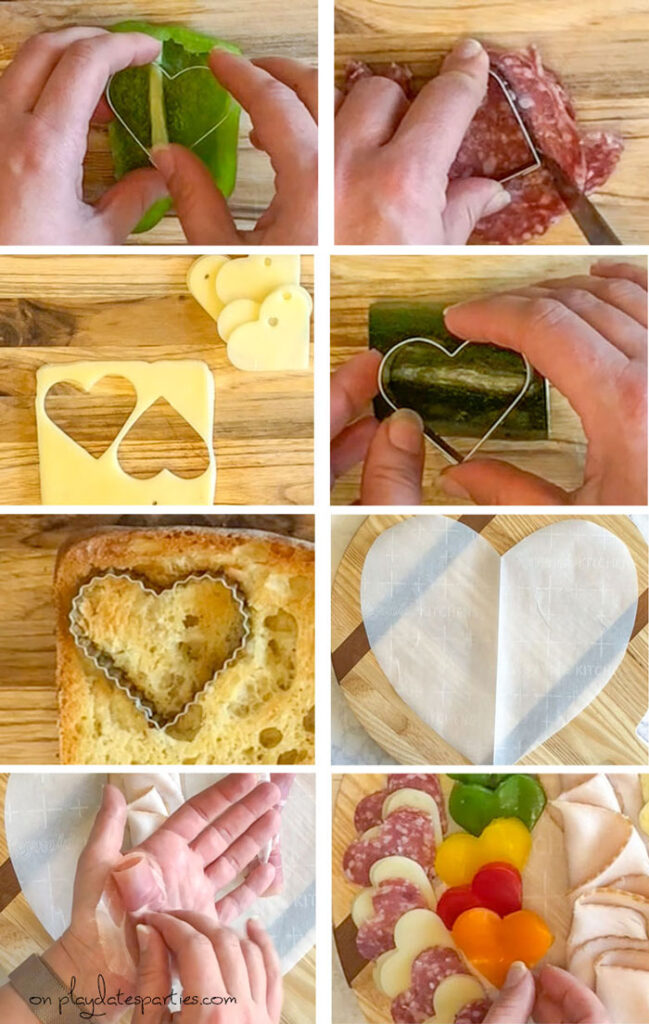 How to cut out heart shaped ingredients for a charcuterie board