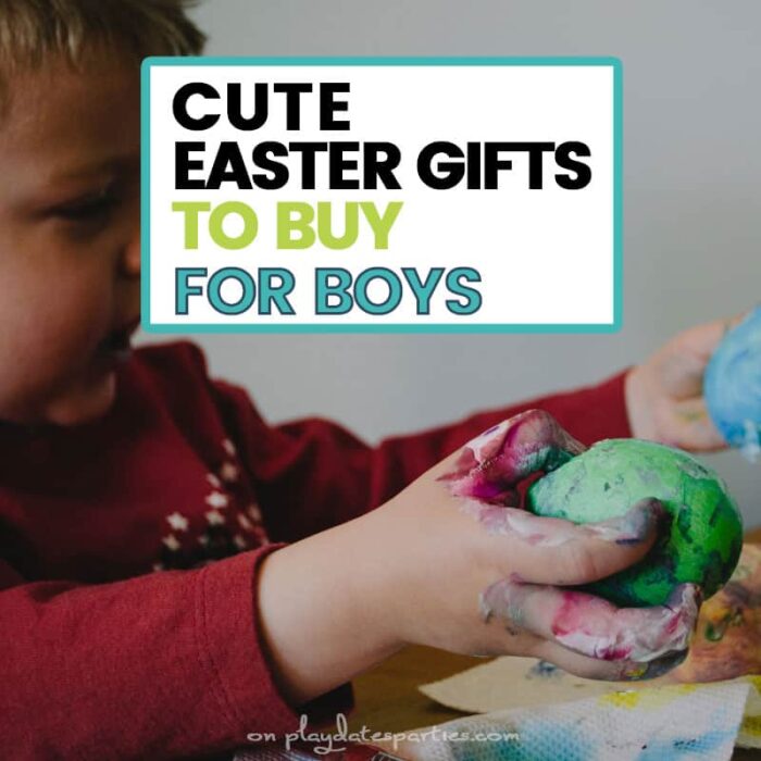 boy playing with colorful egg crafts