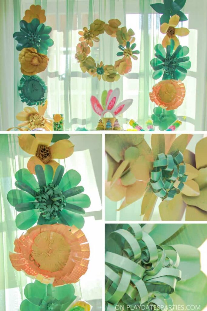 collage of spray painted paper flowers