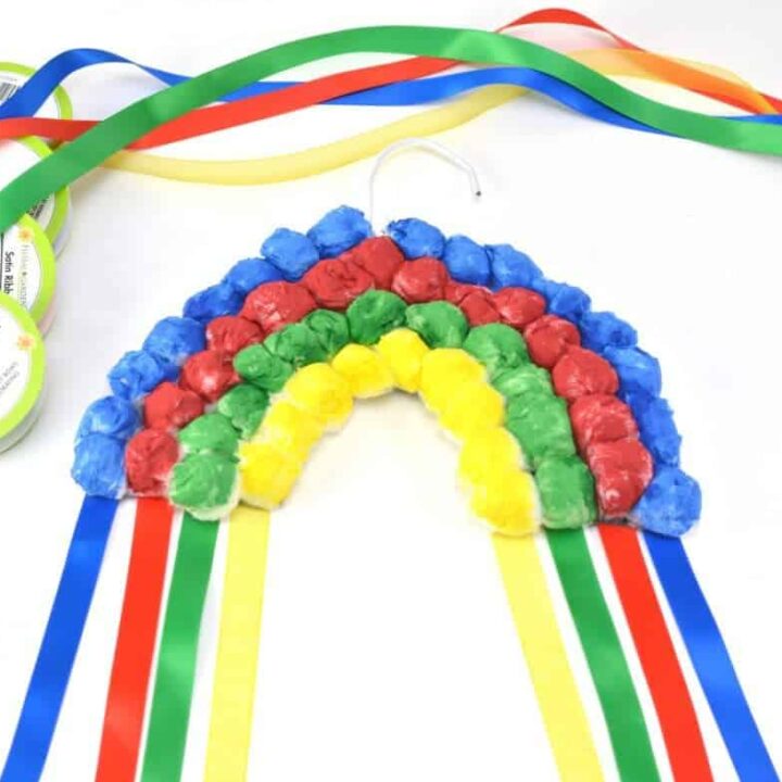 Image for Colorful Hanging Cotton Ball Rainbow Craft for Kids