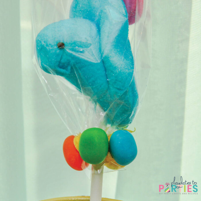 Peeps lollipop decorated with jelly beans