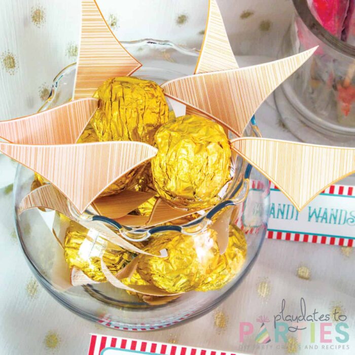 chocolate truffles with wings to look like golden snitches