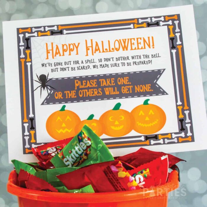 Printable Halloween take one candy sign with poem