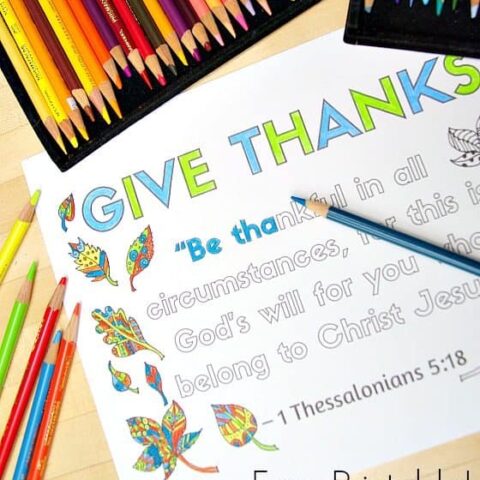 Image for 1 Thessalonians 5:18 Coloring Sheet about Thankfulness