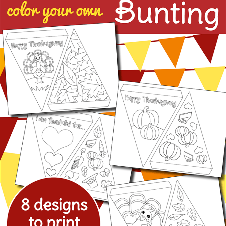 Image for Thanksgiving Paper Bunting - printable bunting template to colour!