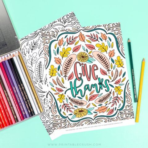Image for Give Thanks Coloring Page – Free Printable