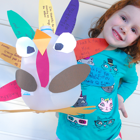 Image for Thankful Turkey Centerpiece from Milk Container With Free Printable Turkey Template