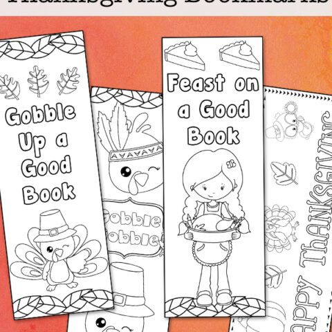 Image for Printable Thanksgiving Bookmarks to Color