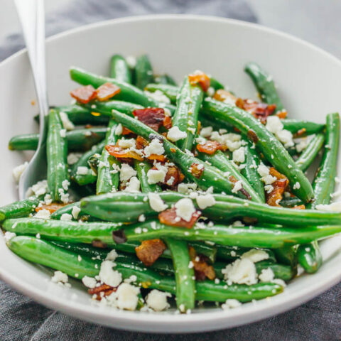 Image for Garlic Green Beans with Bacon and Feta Cheese