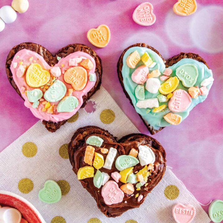 Valentine’s Day Brownies with Conversation Hearts