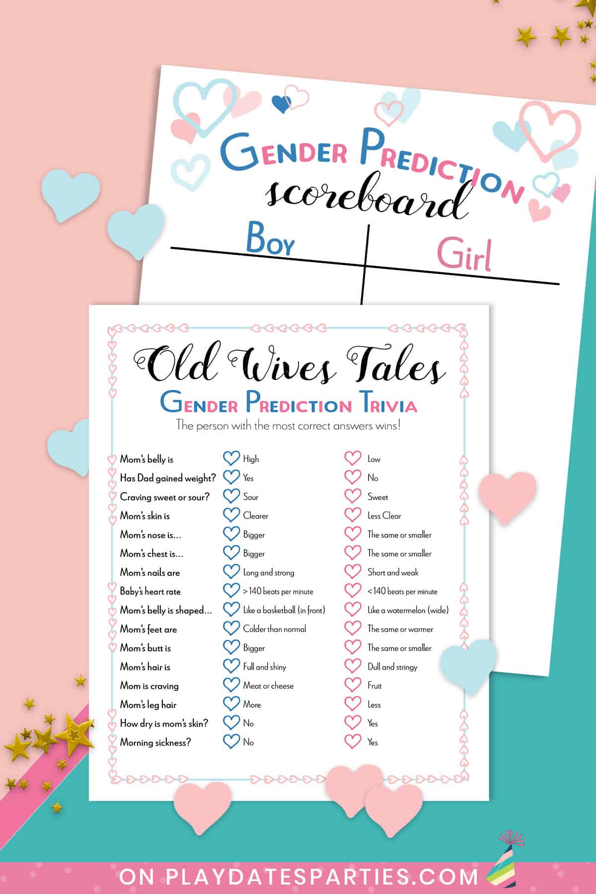 Old Wives Tales Gender Reveal, Girl Baby Shower Games photo photo