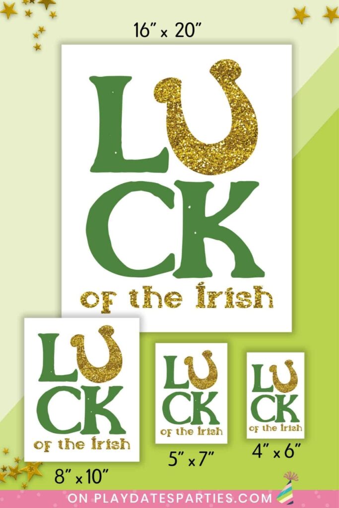 Sample of four sizes of Luck of the Irish St. Patrick's Day sign