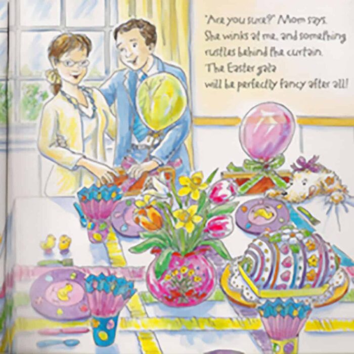 Photo of Easter table setting from children's book Fancy Nancy