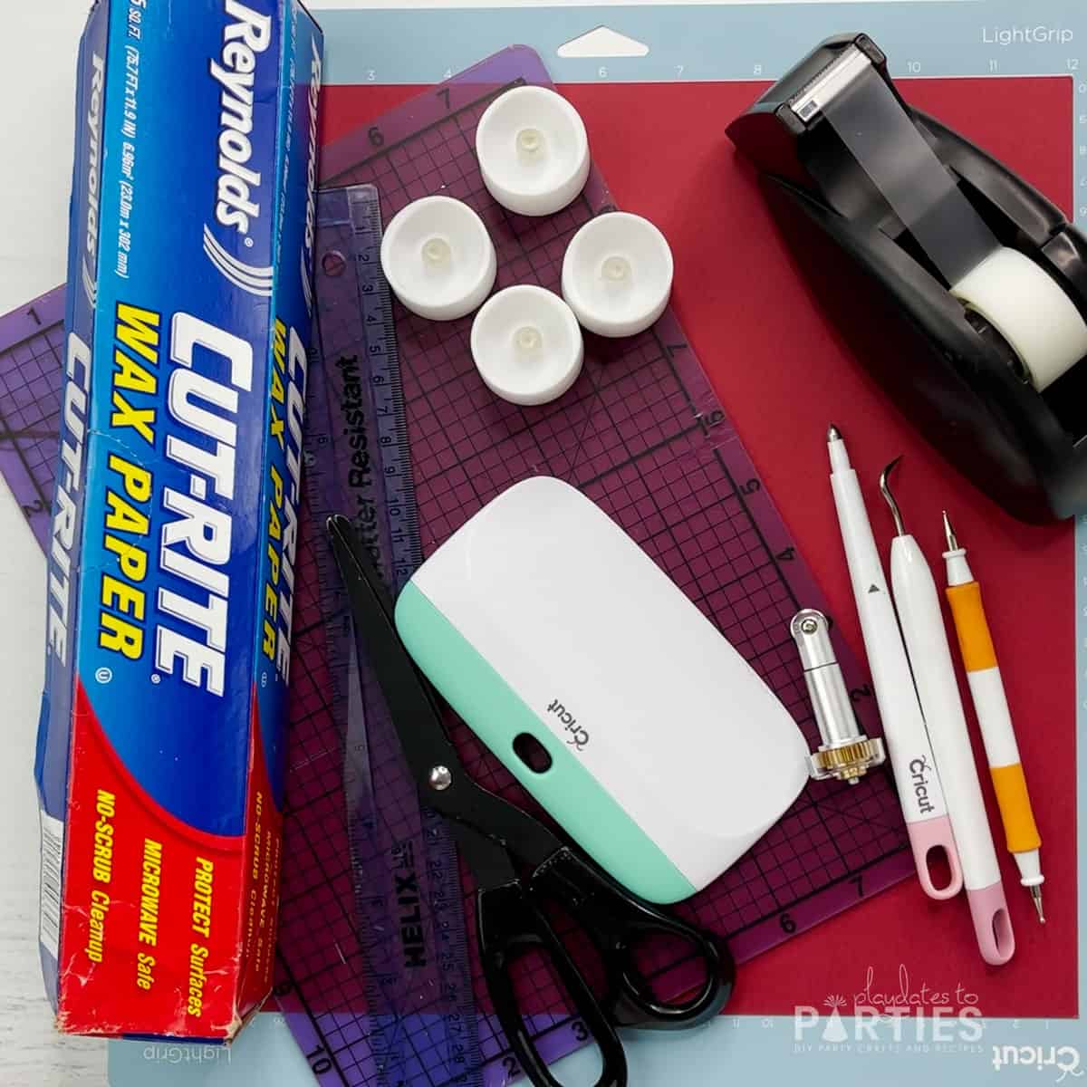 Supplies needed for making a paper luminary with the Cricut