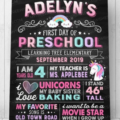 Image for Colorful First Day of School Chalkboard Sign