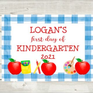 Image for Blue Gingham First Day of School Sign