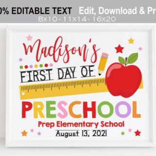 Image for Colorful School Supplies First day of School Sign