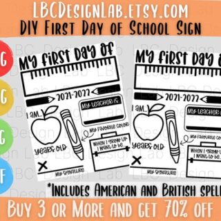 Image for Black and White Write in First Day of School Sign
