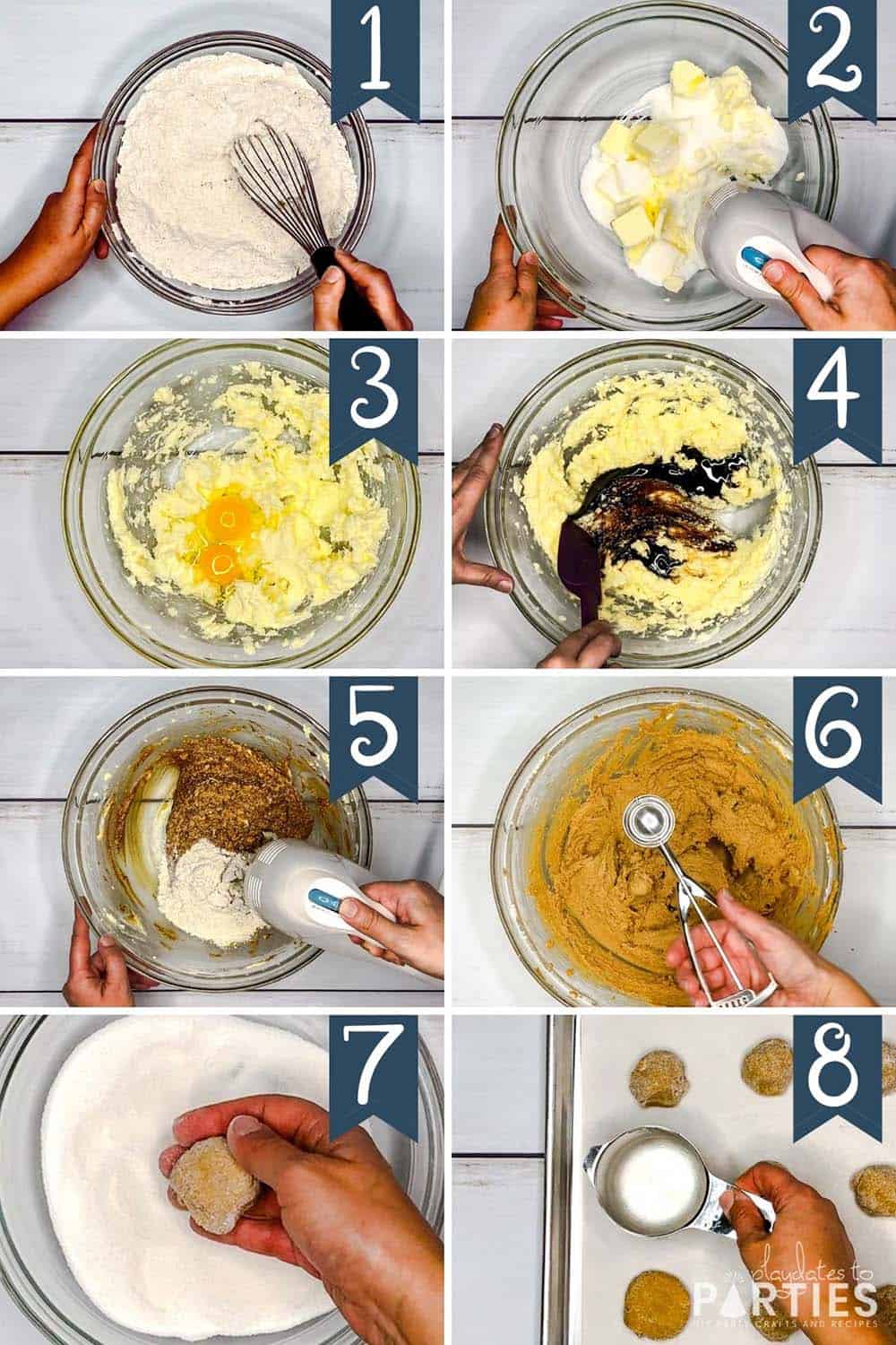Step by Step collage showing how to make ginger cookies.
