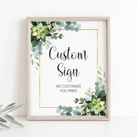 Image for Printable Greenery Succulent Sign