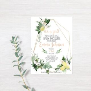 Image for Geometric Gold Lemon Baby Shower Invitation