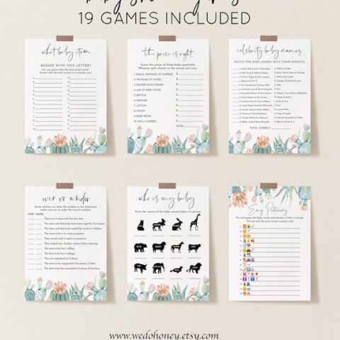 Image for Printable Succulent/Cactus Baby Shower Games