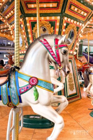Close up of a carousel horse as inspiration for carousel party ideas.