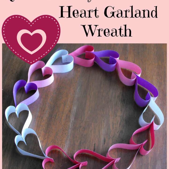 Wreath crafted from a garland of paper hearts.