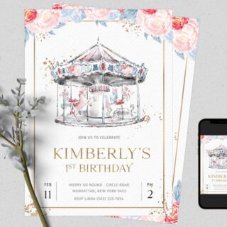 Carousel birthday party invitation.