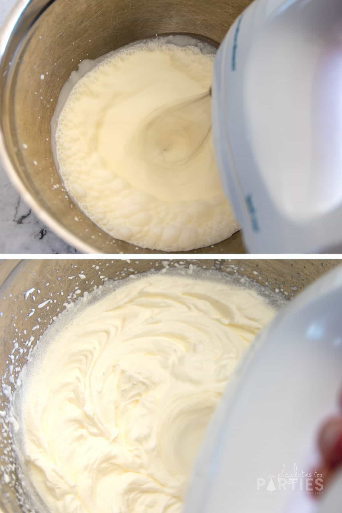 Making homemade whipped cream.