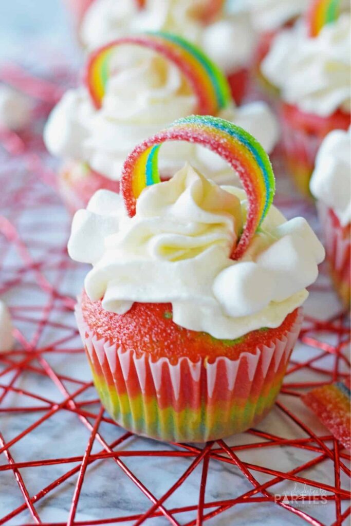 Rainbow Cupcakes Recipe with Whipped Cream Cheese Frosting