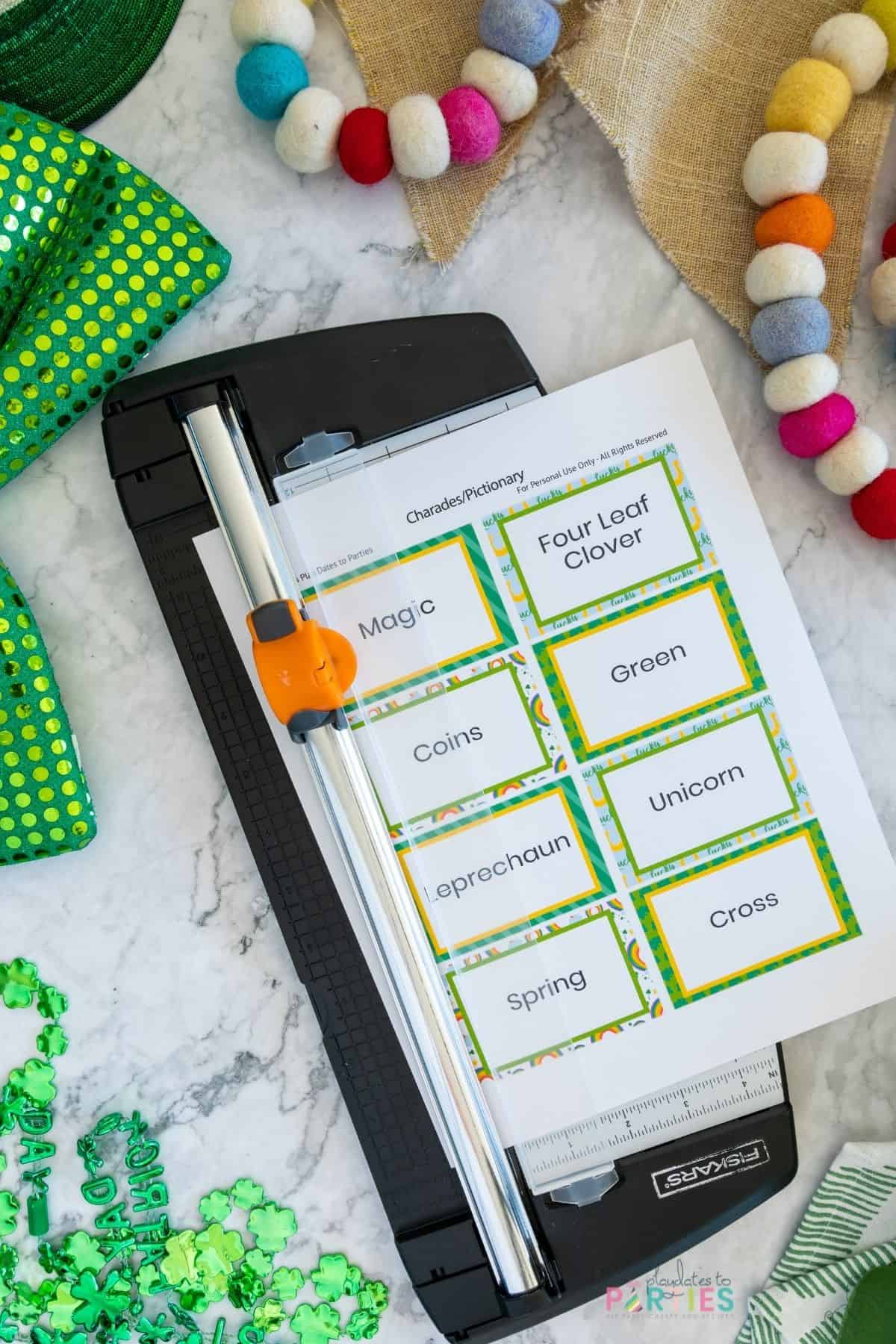 Saint Patrick's Day printable in a straight edge paper cutter.