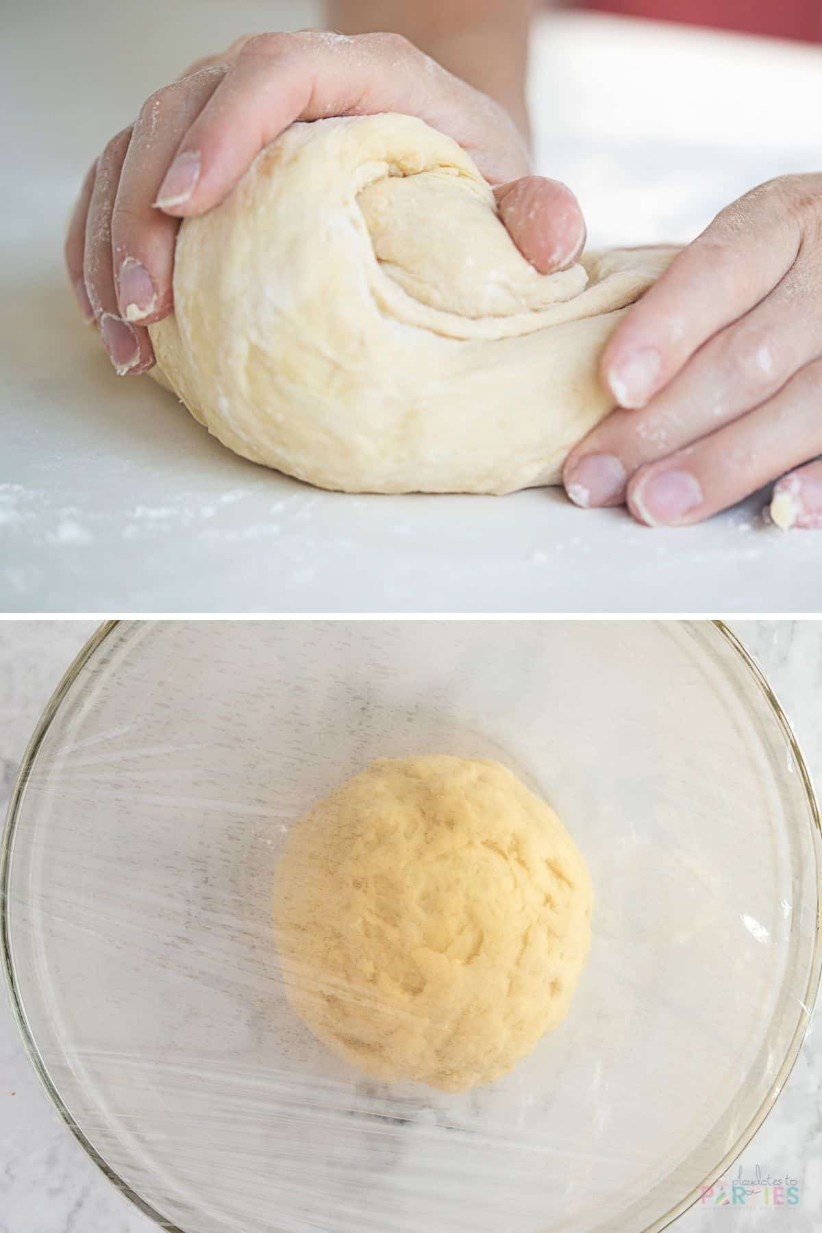 How to make homemade cinnamon rolls steps 3 and 4.