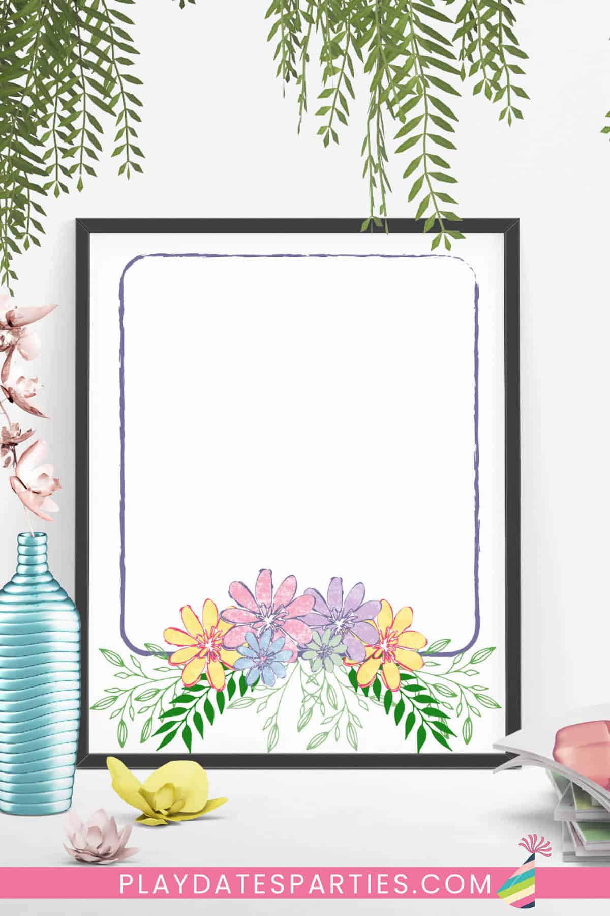 Blank Spring Flowers Party Sign