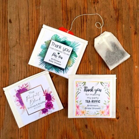 Custom Tea bag holders as tea party favors.