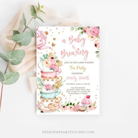 Image for Whimsical Teacups Baby Shower Invitation