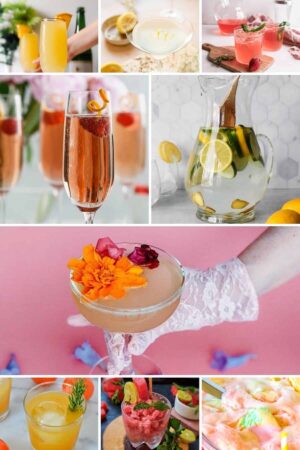 A colorful collage of baby shower drinks.
