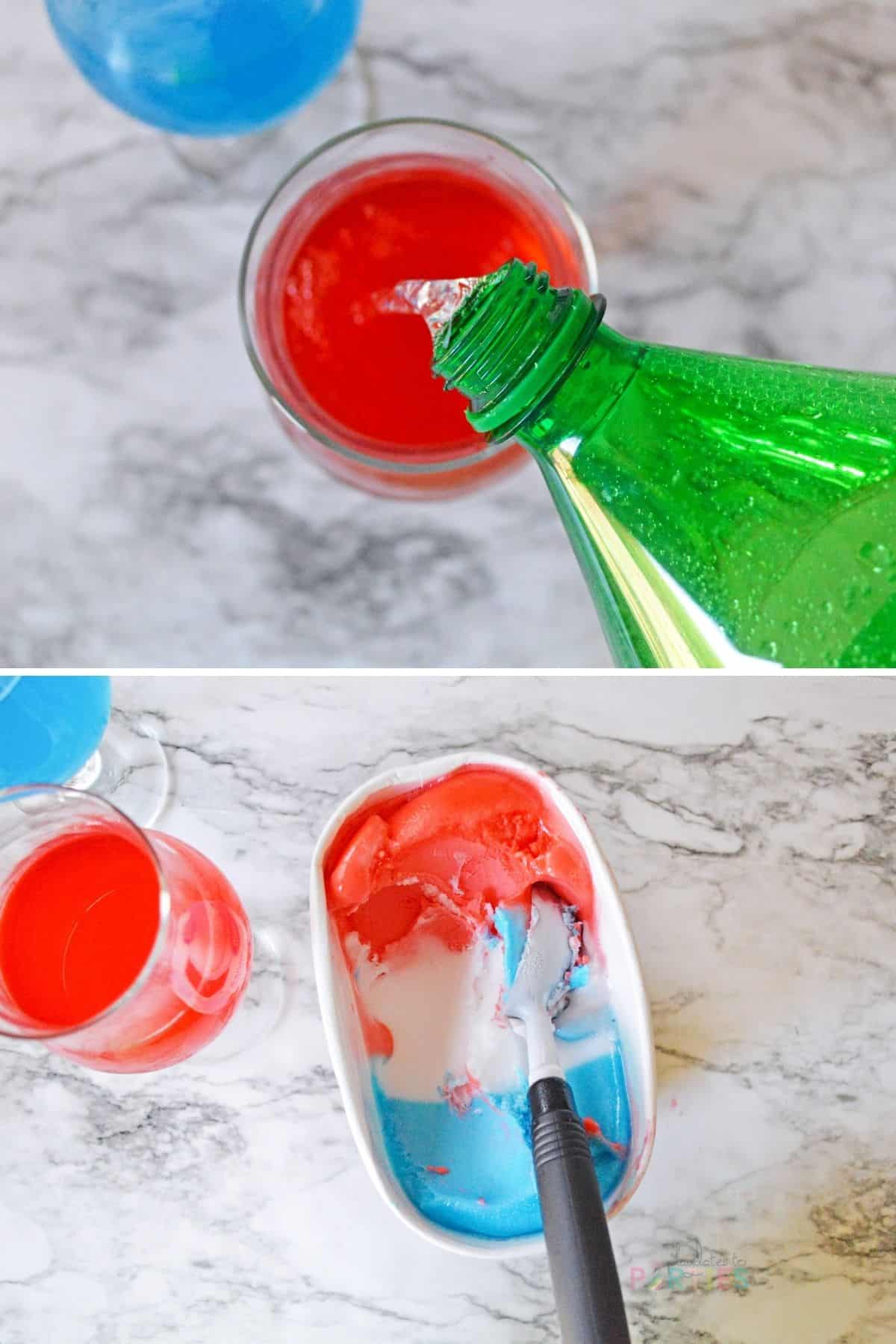 How to Make red white and blue party punch.