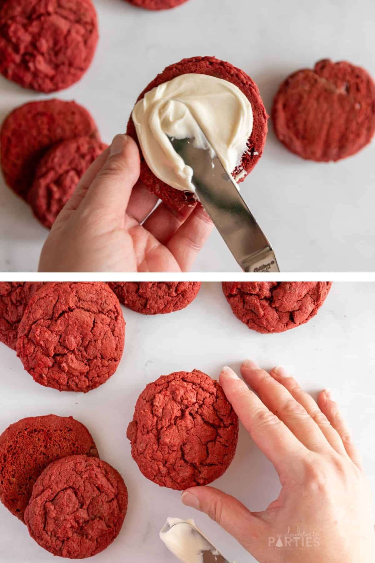 How to Make Red Velvet Cookie Sandwiches steps 5-6.