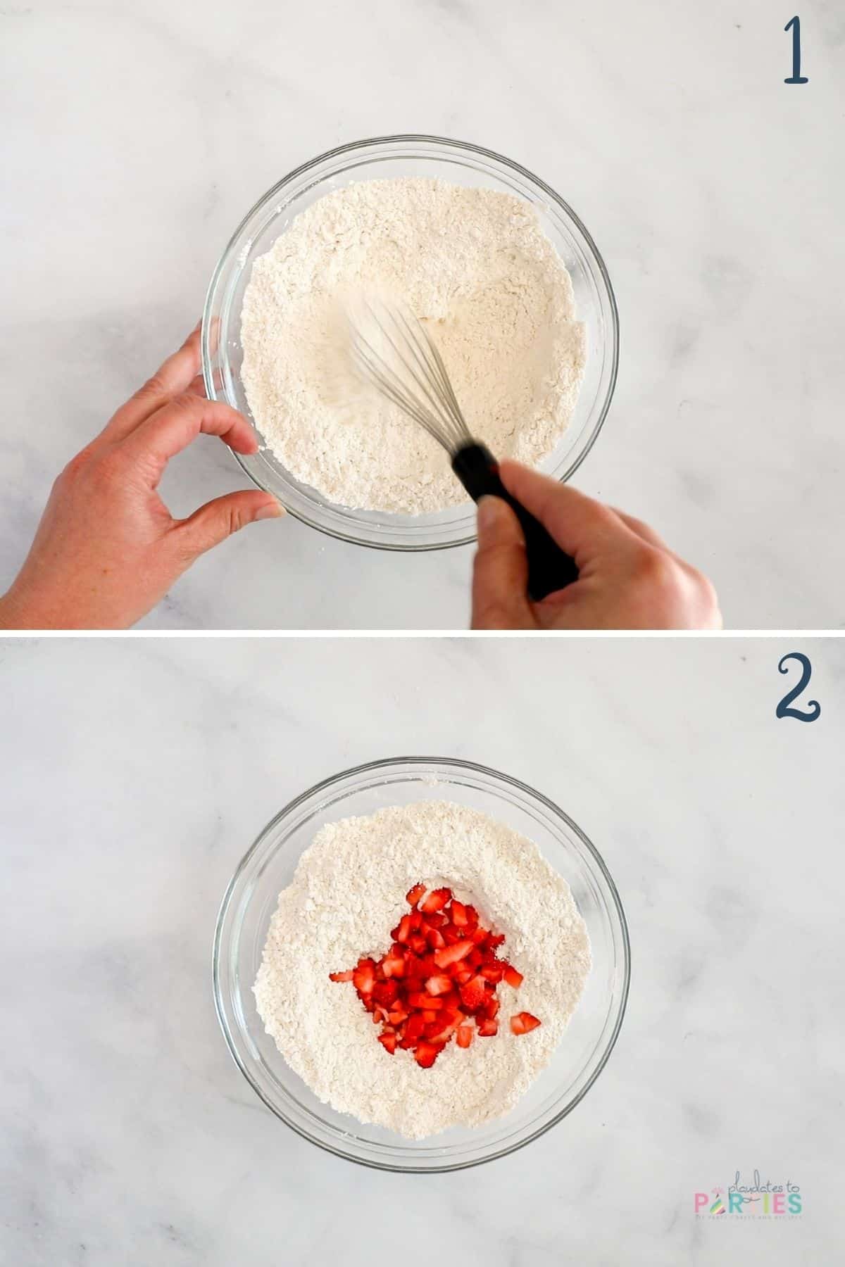How to Make Strawberry Lemon Bars Steps 1-2.