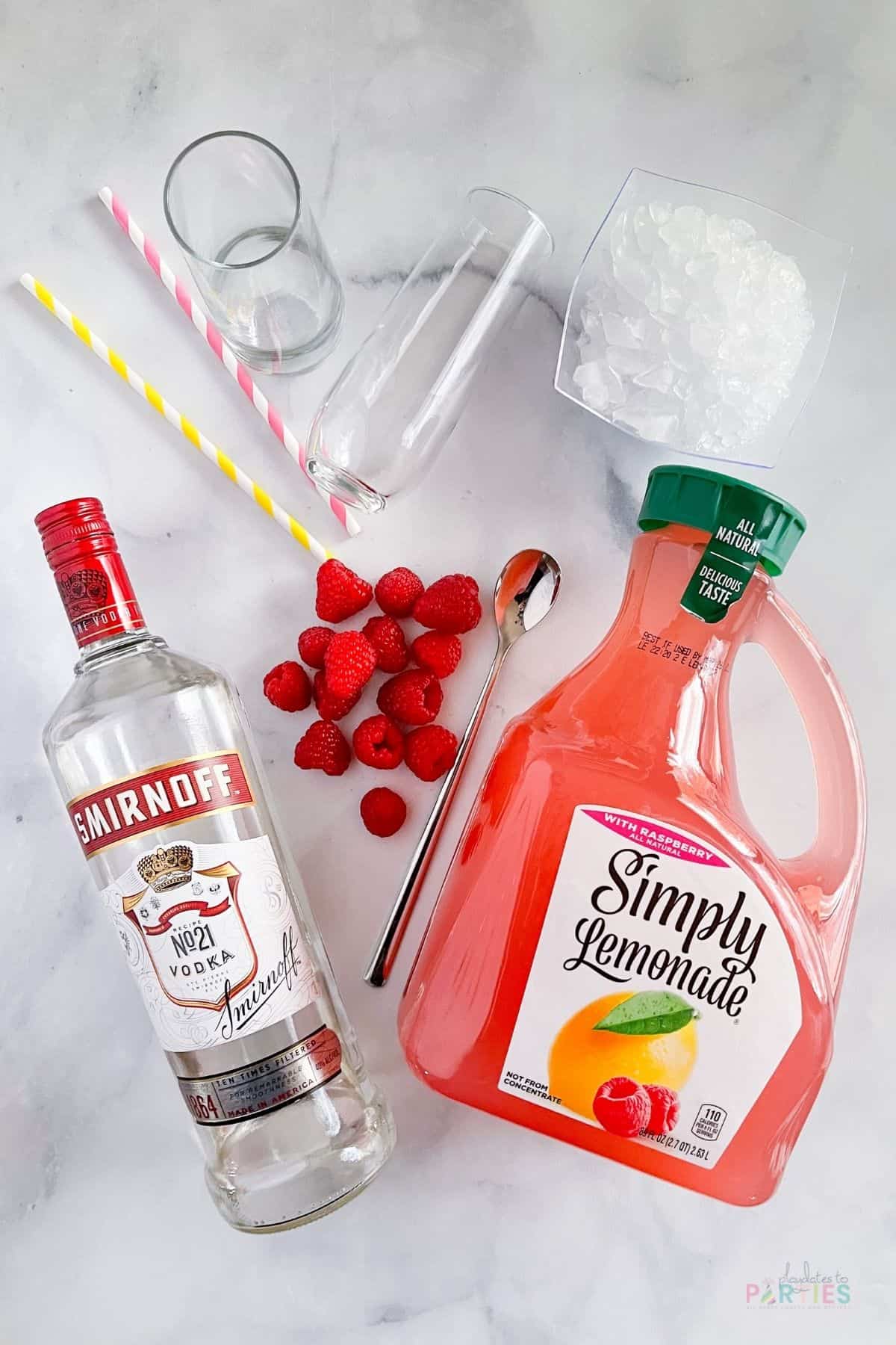 Raspberry Vodka Lemonade Ingredients.