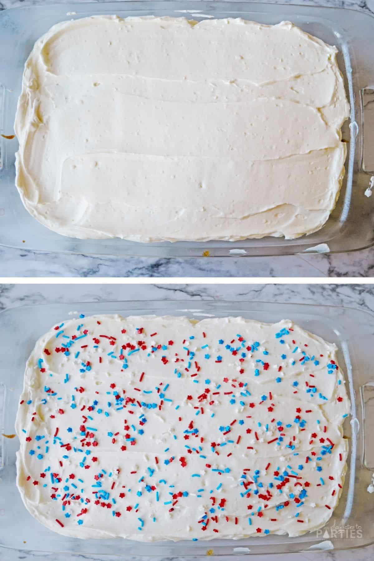 Red White and Blue July 4th Poke Cake Step 7-8.
