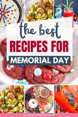 Collage of recipes with text overlay the best recipes for Memorial Day.