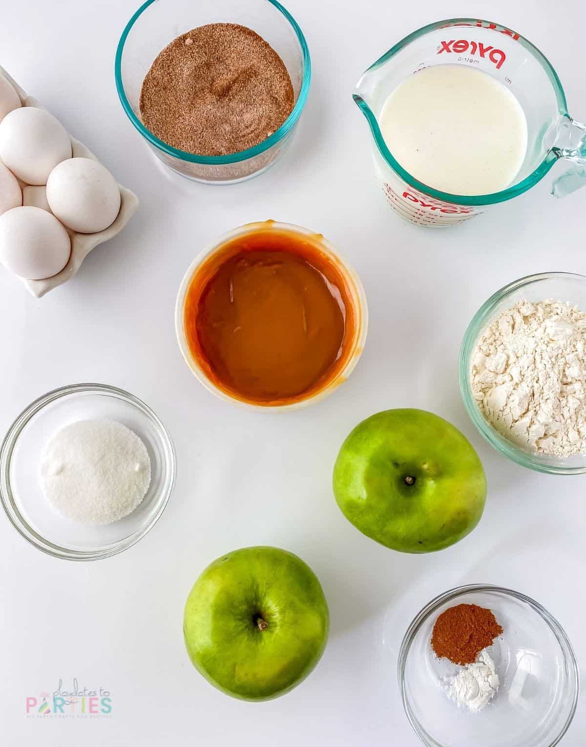 Ingredients for caramel apple rings.