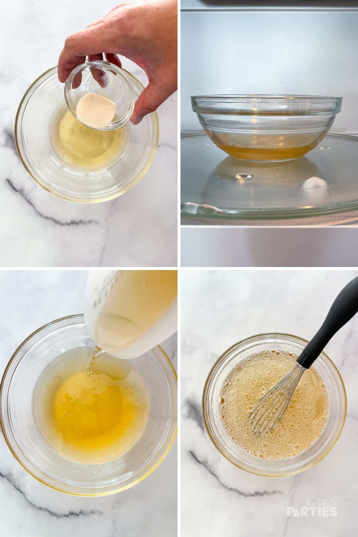 How to make clear jello for jello shots steps 1 to 4.
