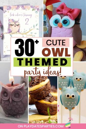 Owl Party invitations, food, cupcake wrappers and favors.