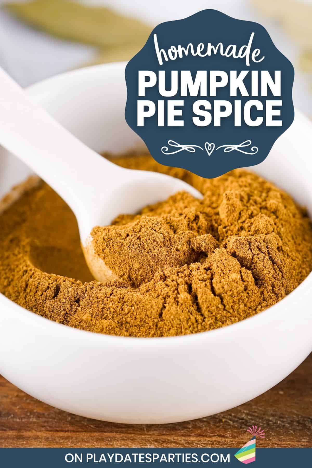 A bowl filled with homemade pumpkin pie spice substitute.